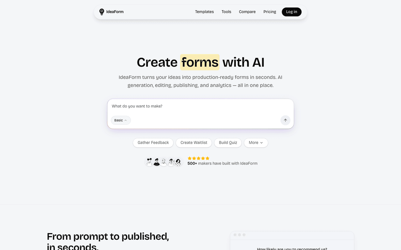 IdeaForm — product screenshot
