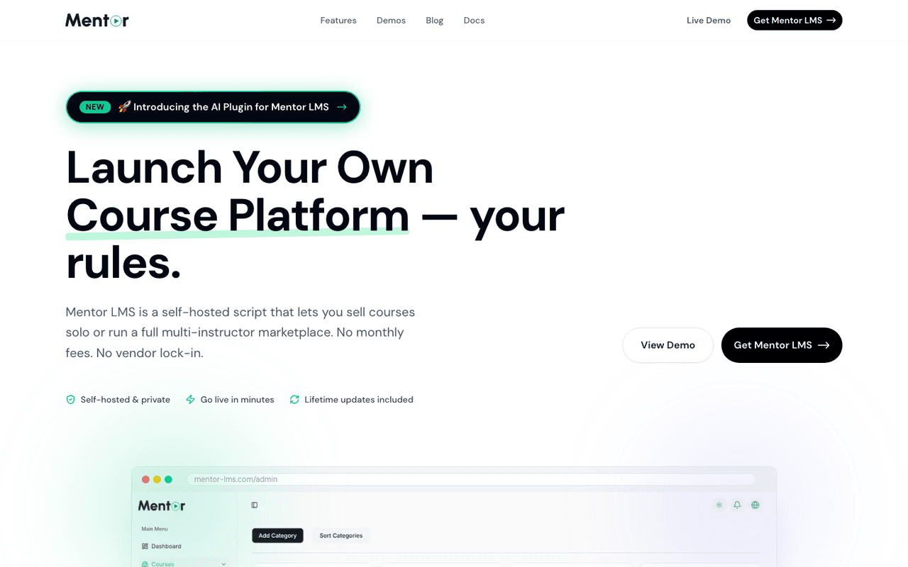 Mentor LMS — product screenshot